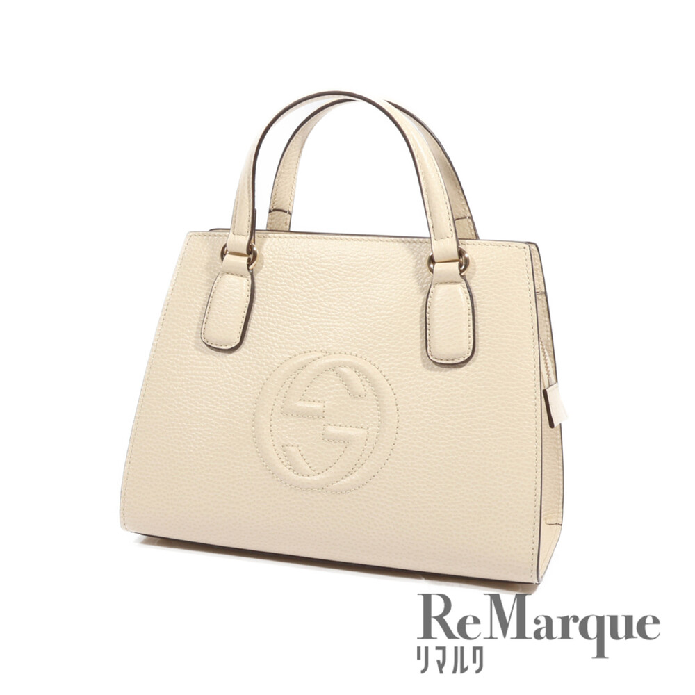 GUCCI Soho Bag Shoulder Handbag Beige Ivory White